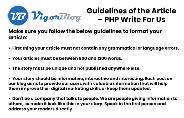Guidelines of the Article – PHP Write For Us