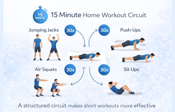 15 minute home workout circuit sequence