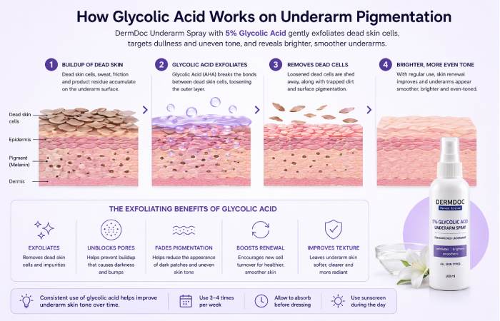 glycolic acid underarm exfoliation process diagram