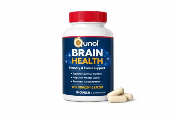 Qunol Brain Health supplement tablets bottle