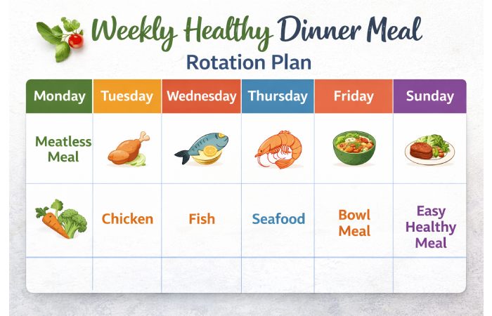 weekly healthy dinner meal rotation plan